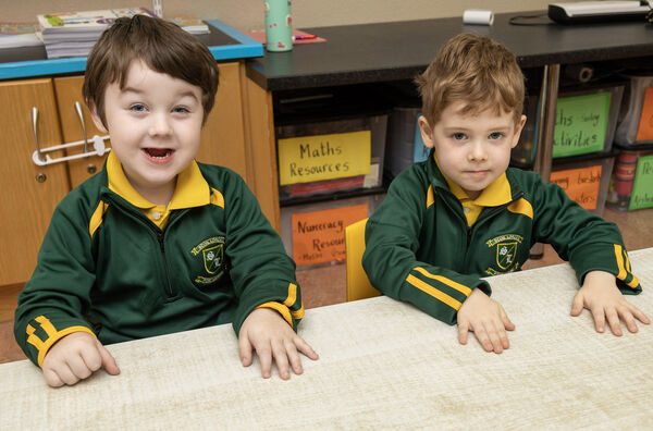 Tommy and Aleksei, who started school at Scoil Lorcain. Photo: Joe Evans Tommy and Aleksei, who started school at Scoil Lorcain. Photo: Joe Evans