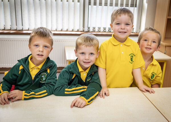 Oliver, Ari, Alfie and Ben who started school at Scoil Lorcain. Photo: Joe Evans Oliver, Ari, Alfie and Ben who started school at Scoil Lorcain. Photo: Joe Evans