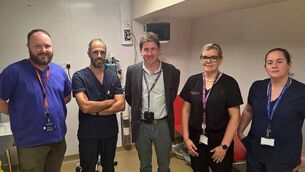 <p>Ben O’ Sullivan (Chief Executive Officer, UHW); Derek Kenneally (Clinical Nurse Manager 2, ED/UHW); Consultant in Emergency Medicine Gerard Markey; Consultant in Emergency Medicine Susan Uí Bhroin and Zoey Cooney (Clinical Nurse Manager 3, ED/UHW). </p>