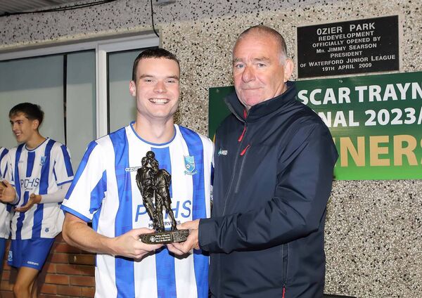 Piltown's Adam Drohan is presented with the Man of the Match award by Noel O'Keeffe. Piltown's Adam Drohan is presented with the Man of the Match award by Noel O'Keeffe.
