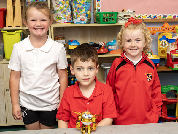 Kaitlyn, Jerry and Caitlyn, who started school at St. Saviour's. Photo: Joe Evans Kaitlyn, Jerry and Caitlyn, who started school at St. Saviour's. Photo: Joe Evans