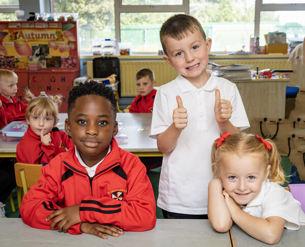 Runo, Jaxon and Saoirse, who started school at St. Saviour's. Photo: Joe Evans Runo, Jaxon and Saoirse, who started school at St. Saviour's. Photo: Joe Evans