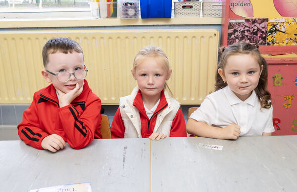 Tadgh, Molly Mai and Alayah, who started school at St. Saviour's. Photo: Joe Evans Tadgh, Molly Mai and Alayah, who started school at St. Saviour's. Photo: Joe Evans
