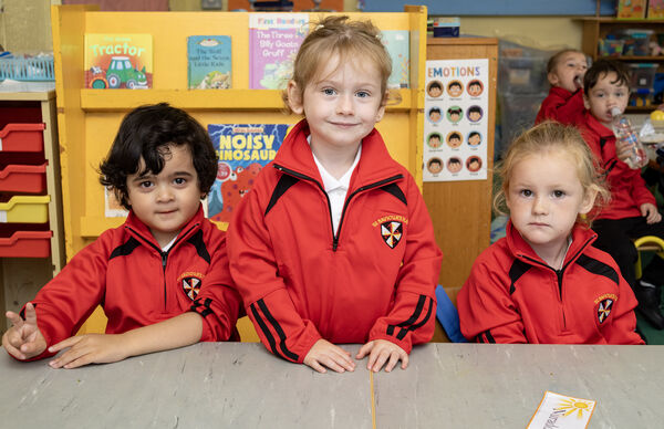 Nuraddeen, Amelia and Josie, who started school at St. Saviour's. Photo: Joe Evans Nuraddeen, Amelia and Josie, who started school at St. Saviour's. Photo: Joe Evans