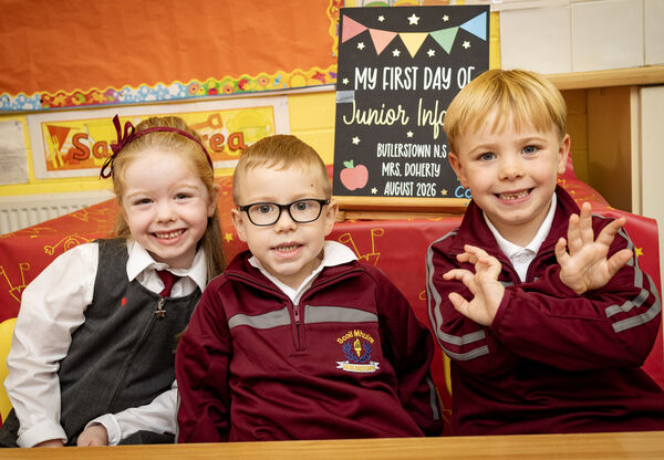  Shophia, Tommy and Bobby, who started school at Butlerstown. Photo: Joe Evans
