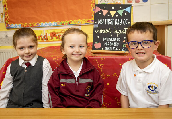  Katherine, Maya and Iorlaith, who started school at Butlerstown. Photo: Joe Evans