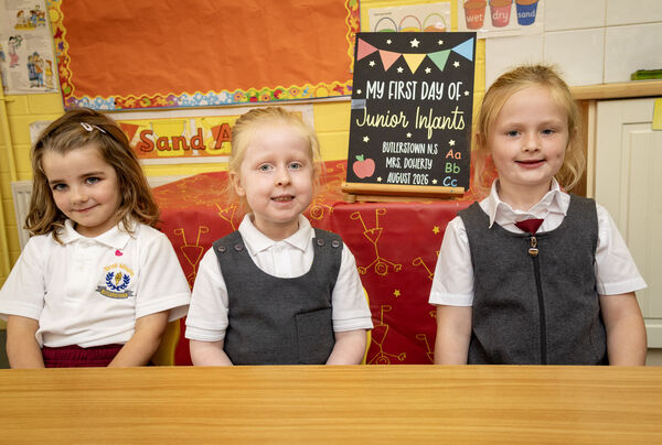  Anna, Olivia and Sorah, who started school at Butlerstown. Photo: Joe Evans