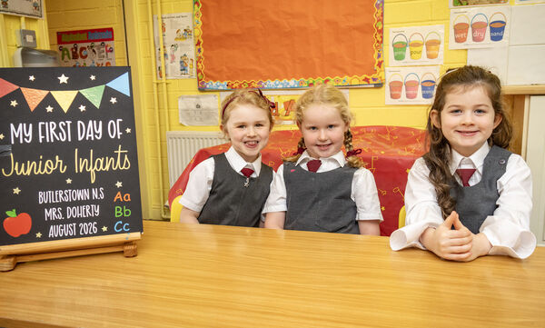  Bonnie, Muileann and Lina, who started school at Butlerstown. Photo: Joe Evans