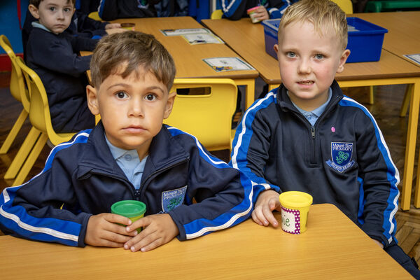Stevie and Karam, who started school at Mount Sion. Photo: Joe Evans Stevie and Karam, who started school at Mount Sion. Photo: Joe Evans