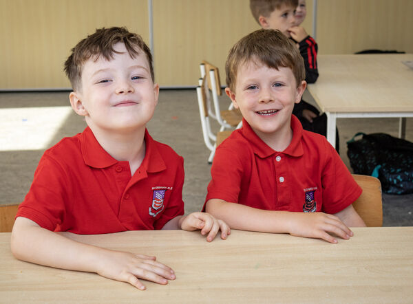 Jonah and Sebbie, who started school at Waterpark NS. Photo: Joe Evans Jonah and Sebbie, who started school at Waterpark NS. Photo: Joe Evans