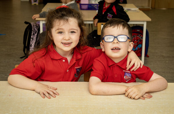 Indi and Rían, who started school at Waterpark NS. Photo: Joe Evans Indi and Rían, who started school at Waterpark NS. Photo: Joe Evans