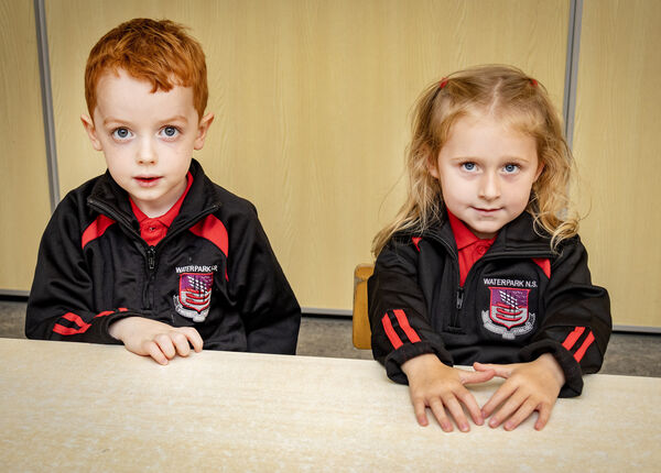 Luke and Rosie, who started school at Waterpark NS. Photo: Joe Evans Luke and Rosie, who started school at Waterpark NS. Photo: Joe Evans