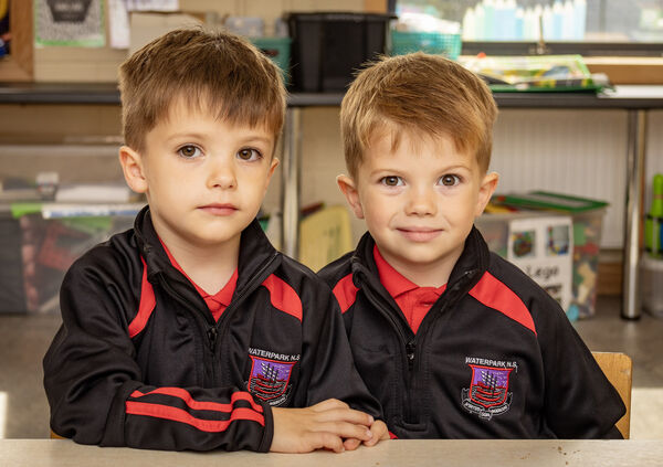 Twins Will and Hugh, who started school at Waterpark NS. Photo: Joe Evans Twins Will and Hugh, who started school at Waterpark NS. Photo: Joe Evans