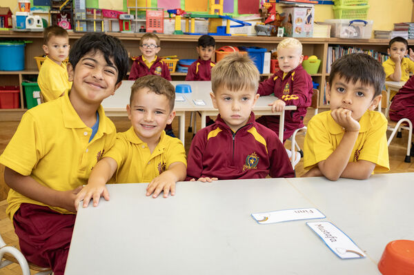  Mustafa, Luke, Finn and Dara, who started school at St. Declan's. Photo: Joe Evans