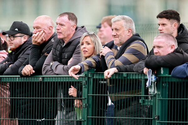 From second left, Waterford assistant coach Lee Bullen, Waterford manager Graham Coughlan, Waterford secretary Sandra Myler, FAI President Paul Cooke, Waterford academy director Johnny Dunleavy, back, and Waterford head of academy coaching Paddy Carey in attendance during the FAI National League match between Villa and UCC at workLAB Connors Park. From second left, Waterford assistant coach Lee Bullen, Waterford manager Graham Coughlan, Waterford secretary Sandra Myler, FAI President Paul Cooke, Waterford academy director Johnny Dunleavy, back, and Waterford head of academy coaching Paddy Carey in attendance during the FAI National League match between Villa and UCC at workLAB Connors Park.