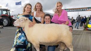 <p>Celia Holman Lee models Asta Lee, Kelly Ross and Alannah Maher Daly with Samantha Ginty and her Dorset Ram Earl on site at Screggan, Tullamore for the launch of this year’s National Ploughing Championships to be held 15th-17th September next. Photo: Alf Harvey.</p> <p>Celia Holman Lee models Asta Lee, Kelly Ross and Alannah Maher Daly with Samantha Ginty and her Dorset Ram Earl on site at Screggan, Tullamore for the launch of this year’s National Ploughing Championships to be held 15th-17th September next. Photo: Alf Harvey.</p>