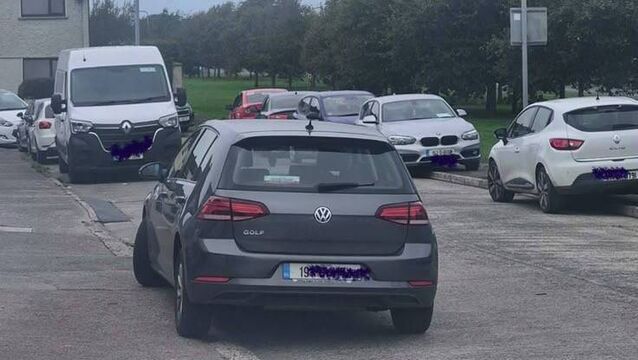 <p>An overflow of parking in Ballybeg Park. Photo: Cllr Frank Quinlan</p>