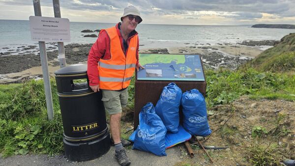 Tom Whelan at the Benvoy Beach Clean. Tom Whelan at the Benvoy Beach Clean.