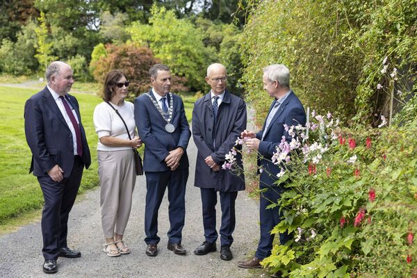Enjoying a tour of Mount Congreve Gardens with Estate Manager, Ray Sinnott were Mayor of Waterford City and County, Cllr. Liam Brazil, Maria Brazil, Ireland's Ambassador to Denmark, Kyle O'Sullivan, Chargé d’Affaires a.i of Denmark to Ireland, Ole Egberg Mikkelsen. Enjoying a tour of Mount Congreve Gardens with Estate Manager, Ray Sinnott were Mayor of Waterford City and County, Cllr. Liam Brazil, Maria Brazil, Ireland's Ambassador to Denmark, Kyle O'Sullivan, Chargé d’Affaires a.i of Denmark to Ireland, Ole Egberg Mikkelsen.