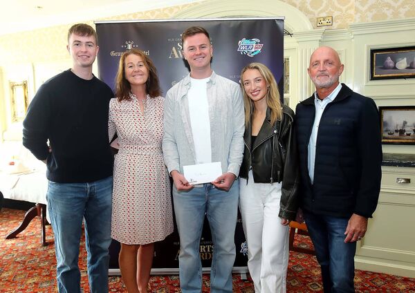 Waterford cyclist Evan Keane has been named the August winner of the WLR Granville Waterford Sport Award and he is pictured with his parents Sean and Deirdre Keane, brother Ben and his partner Roisin McGonagle. Waterford cyclist Evan Keane has been named the August winner of the WLR Granville Waterford Sport Award and he is pictured with his parents Sean and Deirdre Keane, brother Ben and his partner Roisin McGonagle.