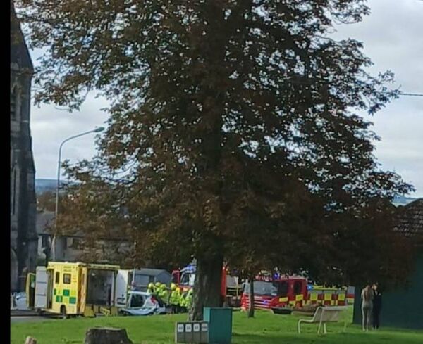 Emergency services seen at the site of the collision, by Ferrybank church. Photo: Ferrybank Focus Emergency services seen at the site of the collision, by Ferrybank church. Photo: Ferrybank Focus