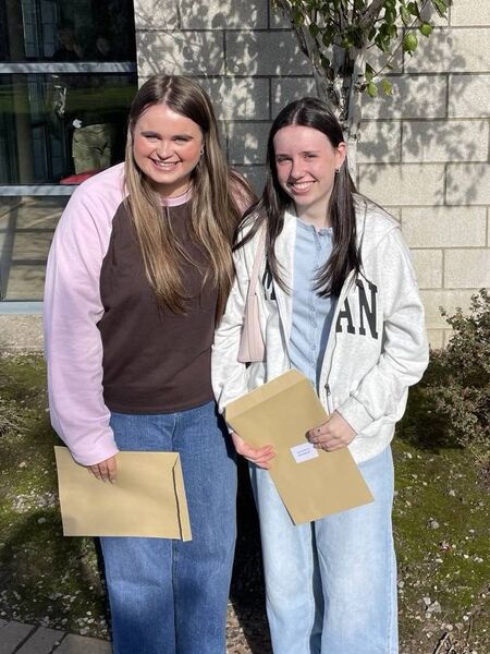 Ellie Fitzpatrick and Jessica Byrne celebrate their junior cycle examination results in Abbey Community College Ellie Fitzpatrick and Jessica Byrne celebrate their junior cycle examination results in Abbey Community College
