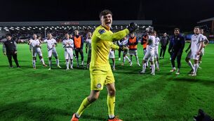 <p>Waterford’s Stephen McMullan celebrate after the game after his inspired performance leads the Blues to cup semi-final. Photo: INPHO/Ryan Byrne</p>