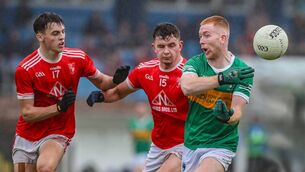 <p>Gaultier's Tommy Martin executes a no look pass against Stradbally's Michael Mullanry and Aaron Curran. Photo: Maurice Hennebry</p> <p>Gaultier's Tommy Martin executes a no look pass against Stradbally's Michael Mullanry and Aaron Curran. Photo: Maurice Hennebry</p>