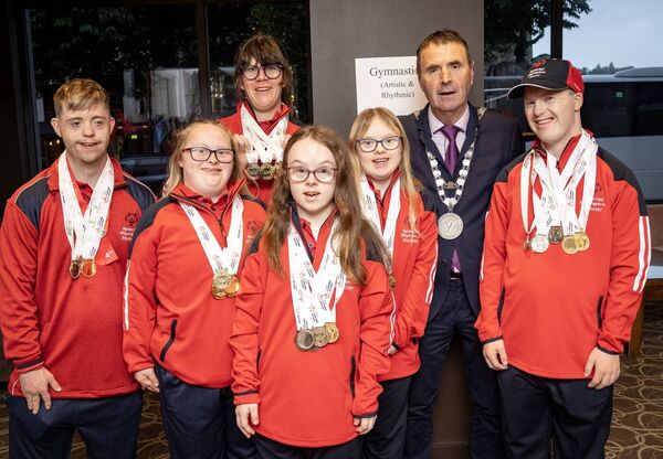 Mayor of Waterford Cllr Liam Brazil with members of the Gymnastics Team, at the Tower Hotel. Photo: Joe Evans Mayor of Waterford Cllr Liam Brazil with members of the Gymnastics Team, at the Tower Hotel. Photo: Joe Evans