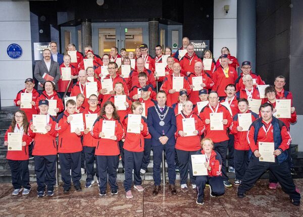 Waterford Special Olympics Club with Mayor Liam Brazil, in recognition of their outstanding sporting achievement at the Special Olympics All-Ireland games. Photo: Joe Evans Waterford Special Olympics Club with Mayor Liam Brazil, in recognition of their outstanding sporting achievement at the Special Olympics All-Ireland games. Photo: Joe Evans