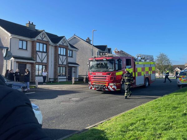A fire truck leaves Birchwood estate on Tuesday. A fire truck leaves Birchwood estate on Tuesday.