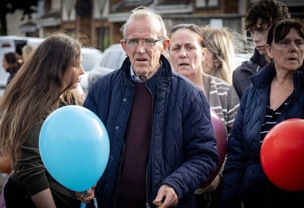 Paddy English, Philip's father, at the balloon release for his son, daughter in law and grandchildren. Photo: Joe Evans
