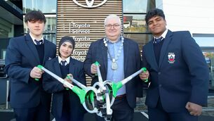 <p>Pictured at the launch of the Waterford Schools Litter Challenge with Deputy Mayor of Waterford City and County, Cllr. Jim Darcy were Transition Year Students Jay O'Donohoe, Mais Msini and Aarin Palackathadathil from Abbey Community College, winners of last year's School Litter Challenge.</p> <p>Pictured at the launch of the Waterford Schools Litter Challenge with Deputy Mayor of Waterford City and County, Cllr. Jim Darcy were Transition Year Students Jay O'Donohoe, Mais Msini and Aarin Palackathadathil from Abbey Community College, winners of last year's School Litter Challenge.</p>