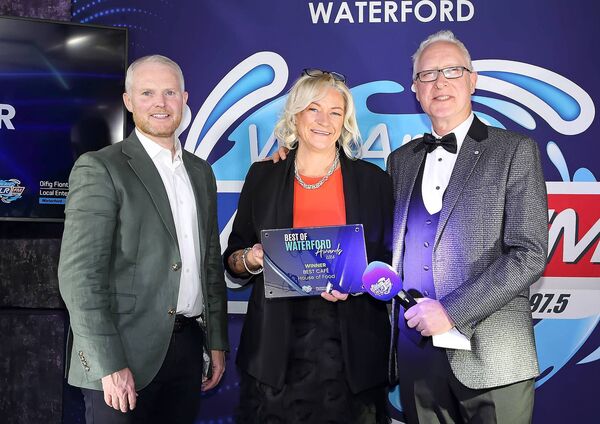 The winner of the Best Cafe award at the Best of Waterford awards in The Reg Waterford was House of Food, accepted by Aisling Cusack. Also included were David Walsh (Local Enterprise Office, Waterford) and Oliver Carroll (WLR). 	Photo: Noel Browne