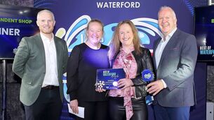 <p>The winner of the Best Independent Shop award at the Best of Waterford awards in The Reg Waterford was Dunphy's Shop, accepted by Cora Heery and Jane Millea. Also included were David Walsh (Local Enterprise Office, Waterford) and Damien Tiernan (WLR). Photo: Noel Browne</p> <p>The winner of the Best Independent Shop award at the Best of Waterford awards in The Reg Waterford was Dunphy's Shop, accepted by Cora Heery and Jane Millea. Also included were David Walsh (Local Enterprise Office, Waterford) and Damien Tiernan (WLR). Photo: Noel Browne</p>